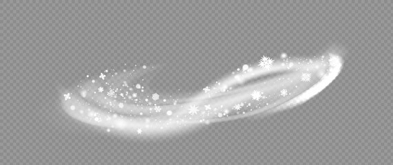 Snow and wind. White gradient decorative element on a transparent background. Christmas winter and snow with fog. Snowstorm, blizzard or swirl. Vector © Liza