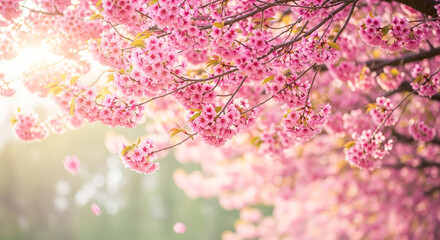 Cherry Blossom Tree with Pink Flowers in Springtime