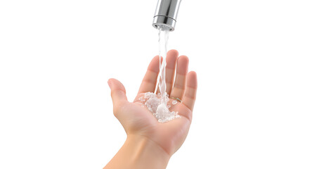 Hand and Water with Crystal Rocks