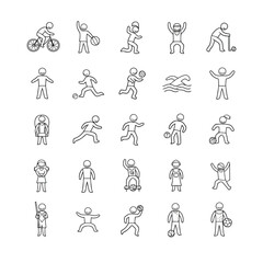 Fototapeta premium Set of 20 stick figure sports icons vector