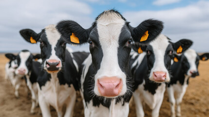 Cow farm, A line of cows waiting to be milked in a modern dairy farm setting.