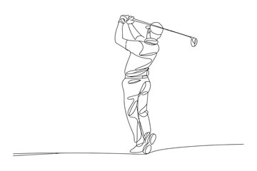 One Line Drawing of a Golfer   Vector Art for a Sport and a Game. © StockSynergy