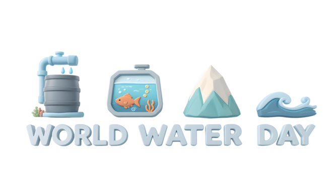World Water Day Illustration with Water Elements