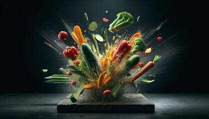 Explosion of Fresh Vegetables and Fruits – Dynamic Food Splash
