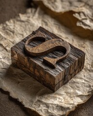 Vintage printing press letter block on handmade paper artwork