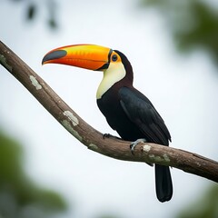 Colorful toucan perched on a branch