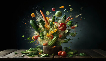 Explosion of Fresh Vegetables and Fruits – Dynamic Food Splash