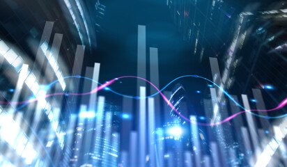 Charts trading modern abstract City background. Mixed Media