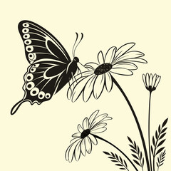 butterfly and flowers