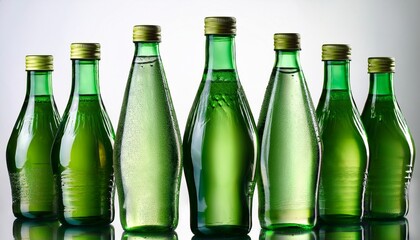 bottled mineral water vulkana in green glass bottles