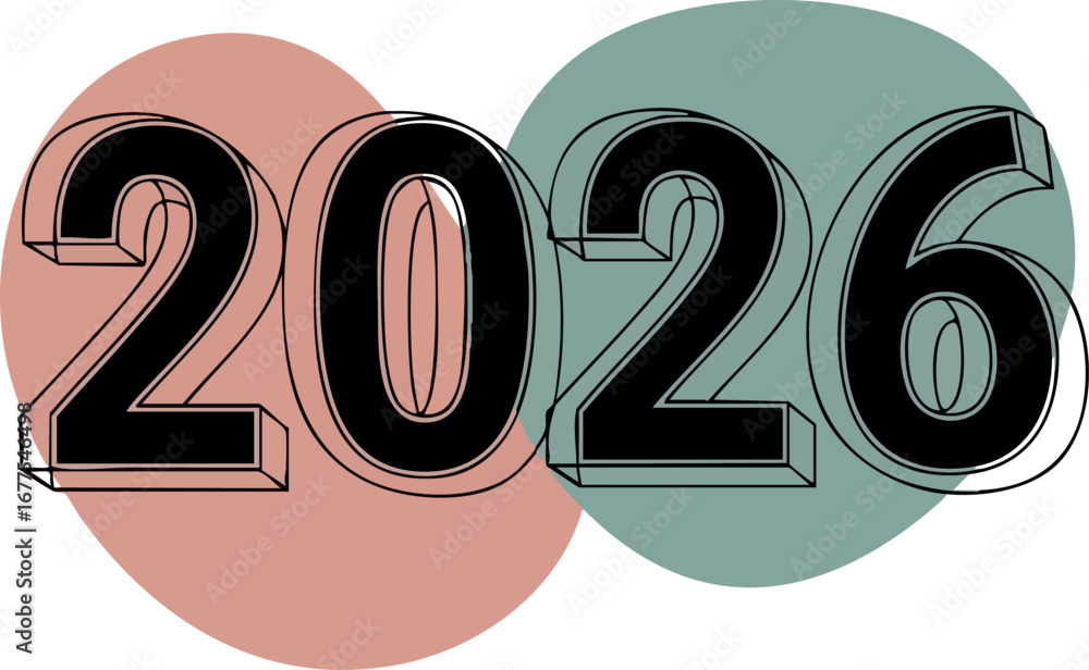 Aufkleber 2026 new year modern stylish vector design with overlapping circles for trendy digital projects and 