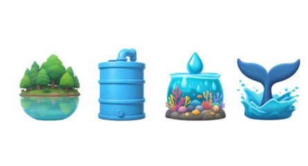 Water Icons Forest, Tank, Ocean, Whale Tail