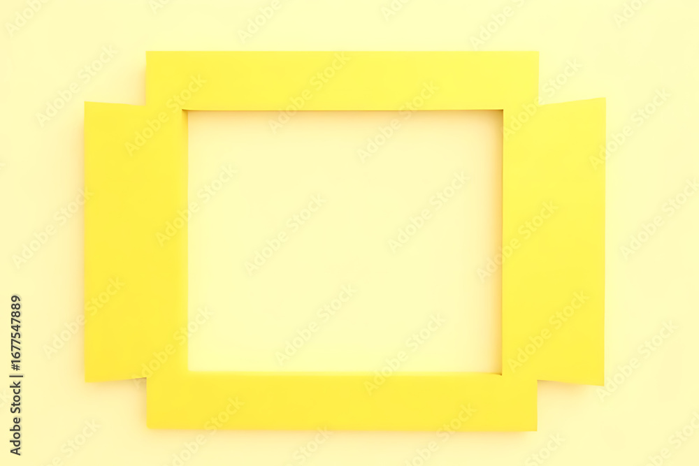 Poster a bright yellow abstract geometric frame with a clean minimalist design and a light pastel backgroun