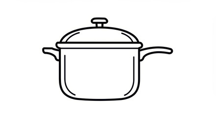 Stylized cooking pot illustration in clean outline style over white background