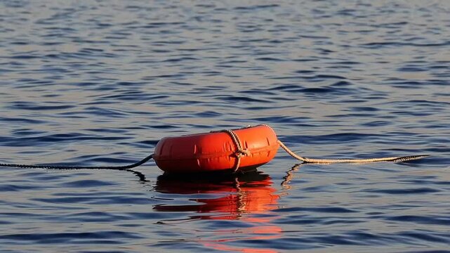 Floating Safety Ring Buoy Thrown into Body of Water for Rescue