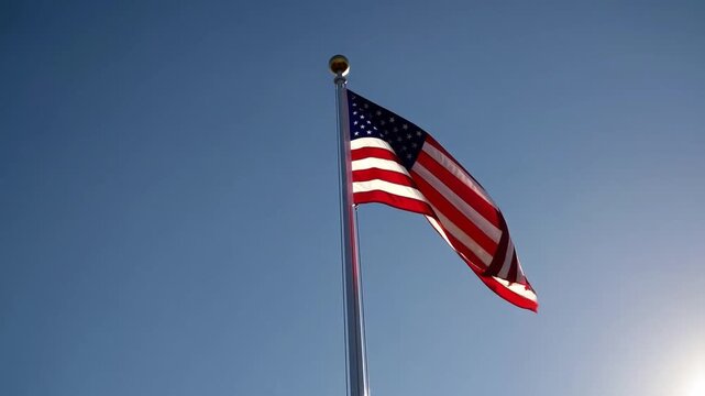 national symbol of North American country moving in the wind in recognition of patriotic observance