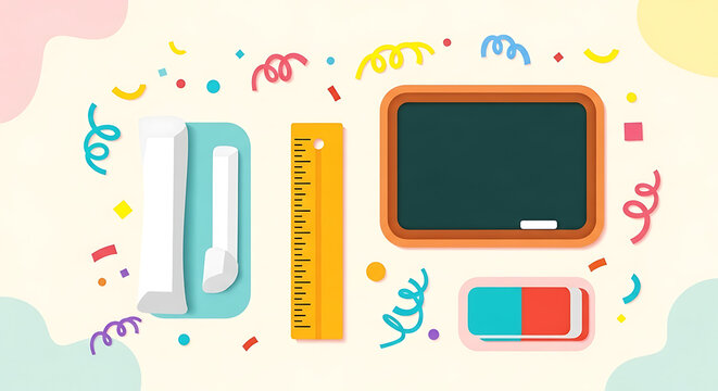 Artistic school supplies arrangement showcases learning and education concepts