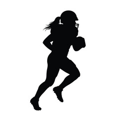 Silhouette of American football player running with ball on a white background. EPS 10.