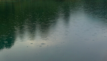 Raindrops on the lake in Plitvice Lakes National Park (Plitvička Jezera, Croatia)