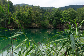 Natural caving forming from the erosion of the lake at the Plitvice Lakes National Park (Plitvička Jezera, Croatia)
