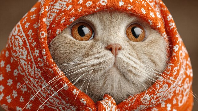 Playful cat dressed as old grandmother with comic look and funny style - Powered by Adobe