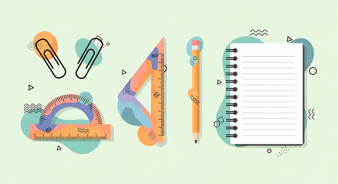 Creative flat lay composition of stationery elements ideal for education themes
