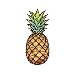 Obraz premium Vibrant Stylized Pineapple Illustration on Black Background