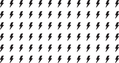 Repeating Pattern of Black Hand Drawn Lightning Bolts on White Background thunderbolt energy