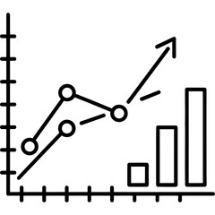 Visual representation of business analytics and financial growth with line and bar charts for market success