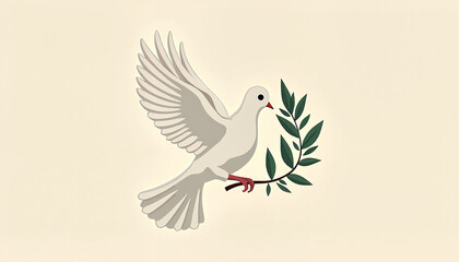 Dove holding olive branch, symbolizing peace and harmony
