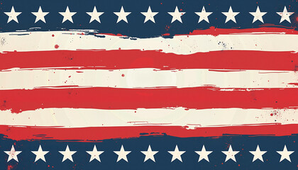 Grunge American flag design with stripes and stars
