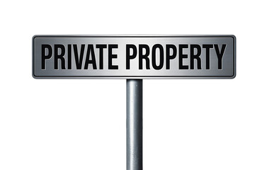 Private property sign isolated on white isolated on transparent background