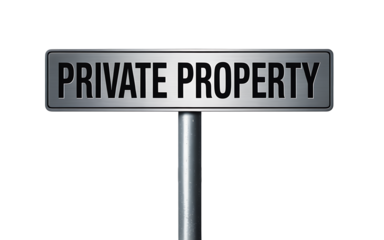 Private property sign isolated on white isolated on transparent background