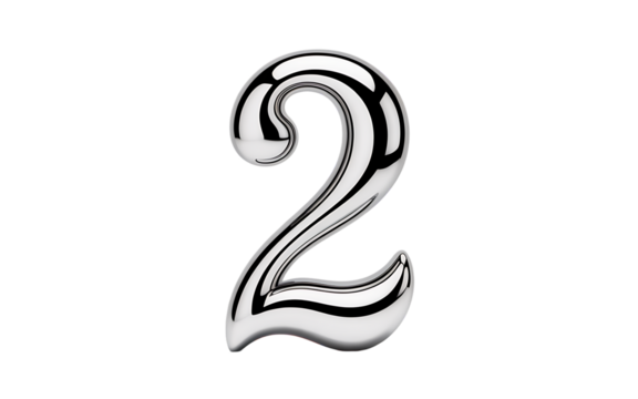 Number 2 isolated on transparent background
