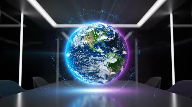earth globe and binary code
