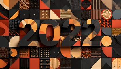 Abstract geometric design featuring the year 2022