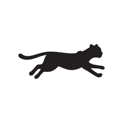 Cute running cheetah silhouette vector flat illustration design on white background