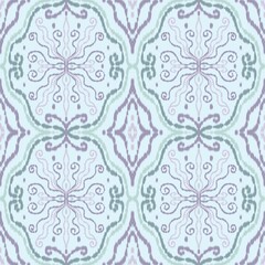 Pastel Ikat Minimal Seamless Pattern, Soft Boho Abstract Textile Design, Modern Geometric Background in Light Pink Blue Mint Beige Tones, Elegant Minimalist Fabric Texture Illustration
