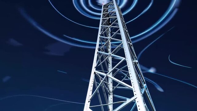 United States Territorial Map Overlaid with Communication Towers and Internet Connectivity