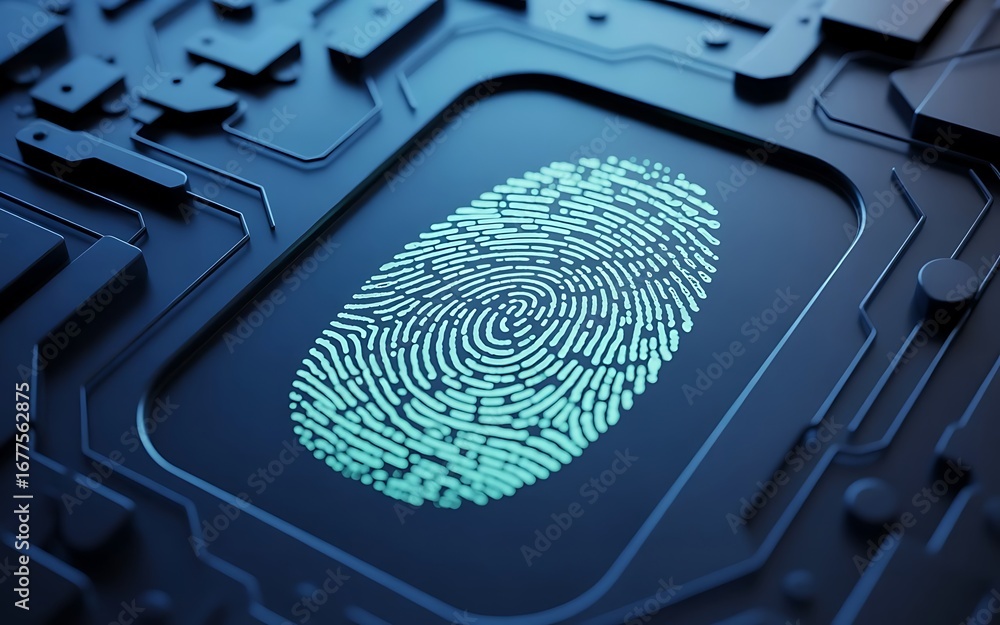 Poster digital fingerprint analysis biometric authentication and security