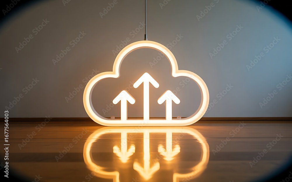 Poster cloud computing icon with arrows