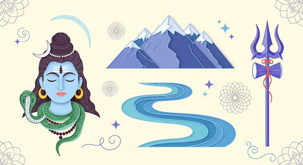 Artistic rendering showcases symbolic elements of Hindu deity Shiva and nature