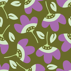 seamless pattern with purple flowers