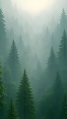  Misty Green Forest Nature Mobile Wallpaper

