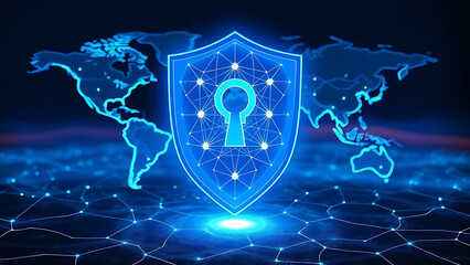 Fototapeta premium Security shield with global world