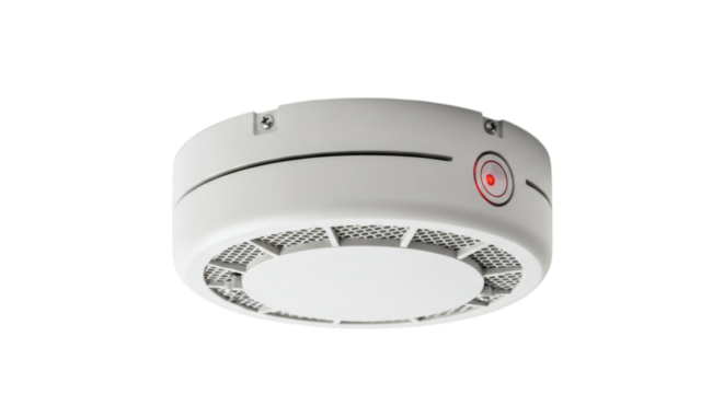 Modern Smoke Detector Mounted on Ceiling