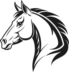 Black silhouette of a horse head vector illustration ideal for a tattoo design or logo