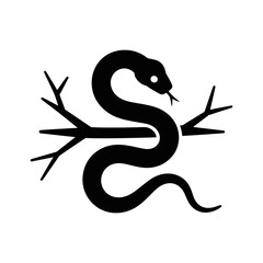 Obraz premium Stylized Snake on Branch Illustration for Wildlife and Nature Concepts
