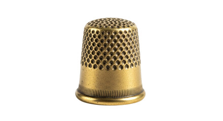 Antique Golden Thimble for Sewing Needs Isolated against a White Background Depicting Craftsmanship