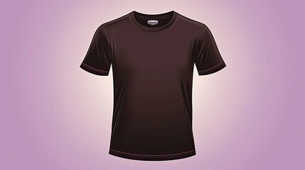 Sleek Dark Brown T-Shirt Vector Illustration with Purple Trim on a Soft Lavender Background